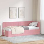 vidaXL Cadre de lit d'angle avec tête de lit Rose 80 cm x 200 cm tissu
