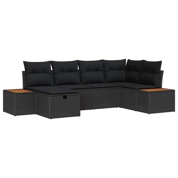 vidaXL Ensemble de canapé de jardin 6 Pièces Noir 55 x 62 x 69 cm