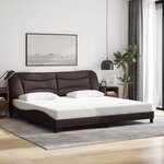 vidaXL Cadre de lit avec LED sans matelas marron foncé 200x200cm tissu