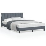 vidaXL Cadre de lit avec lumières LED gris foncé 140x200 cm velours