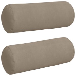 vidaXL Coussins d'accent 2 Pièces Taupe Ø 25 x 70 cm Tissu en microfibre