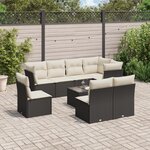 vidaXL Salon de jardin 9 Pièces avec coussins noir résine tressée