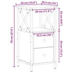 vidaXL Table de chevet vieux bois 34x35 5x70 cm bois d'ingénierie