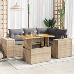 vidaXL Salon de jardin avec coussins 5 Pièces beige résine tressée