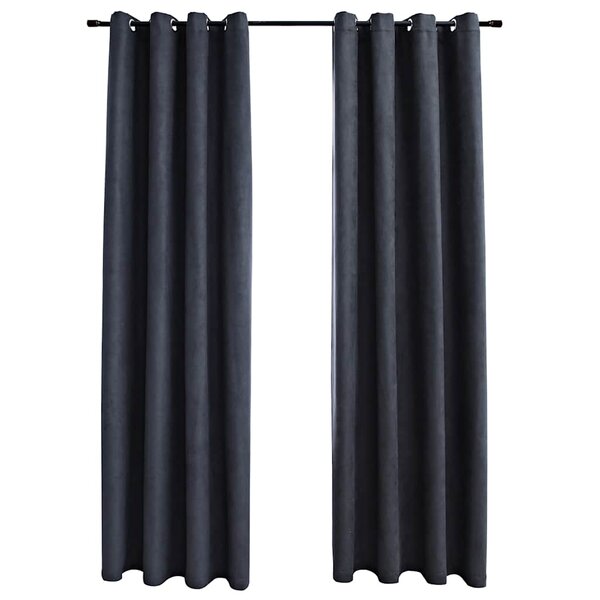 vidaXL Rideaux occultants avec anneaux Métal 2Pièces Anthracite 140x225cm