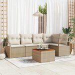 vidaXL Ensemble de canapé de jardin 6 Pièces Beige Poly rotin