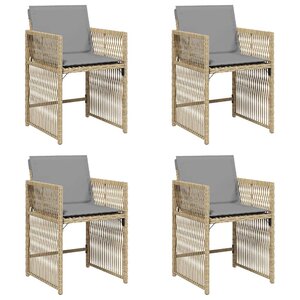 vidaXL Chaises de jardin avec coussins lot de 4 mélange beige