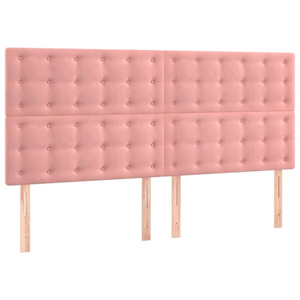 vidaXL Têtes de lit 4 Pièces Rose 90x5x78/88 cm Velours