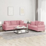 vidaXL Ensemble de canapés 2 Pièces avec coussins rose velours