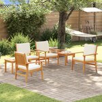 Ensemble de salle à manger de jardin 6 pièces avec coussins en bois d'acacia