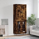 vidaXL Buffet haut Chêne fumé 69 5x34x180 cm Bois d'ingénierie