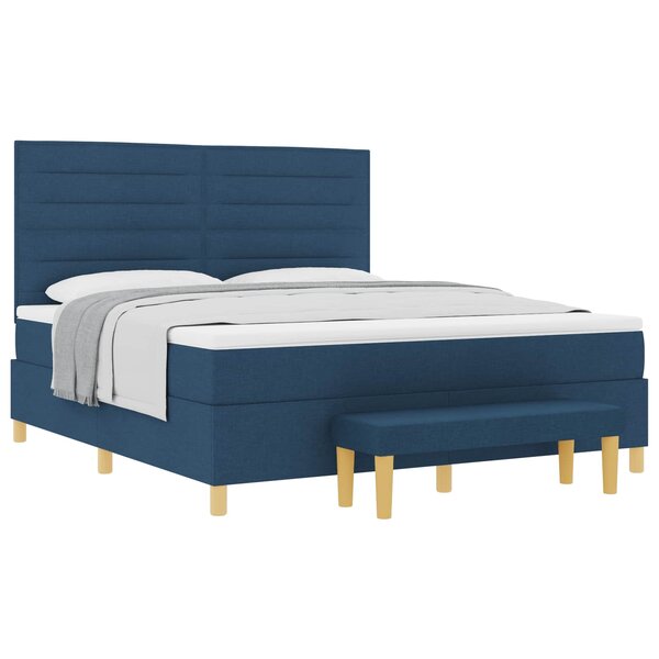 vidaXL Lit à ressorts avec matelas Bleu 180 x 200 cm tissu