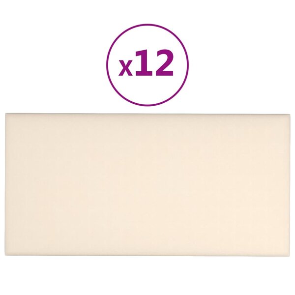 vidaXL Panneaux muraux 12 Pièces Crème 60x30 cm Velours 2 16 m²