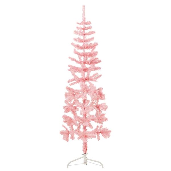 vidaXL Demi sapin de Noël artificiel mince avec support Rose 150 cm