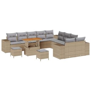 vidaXL Ensemble de canapé de jardin 13 Pièces Beige polyrotin