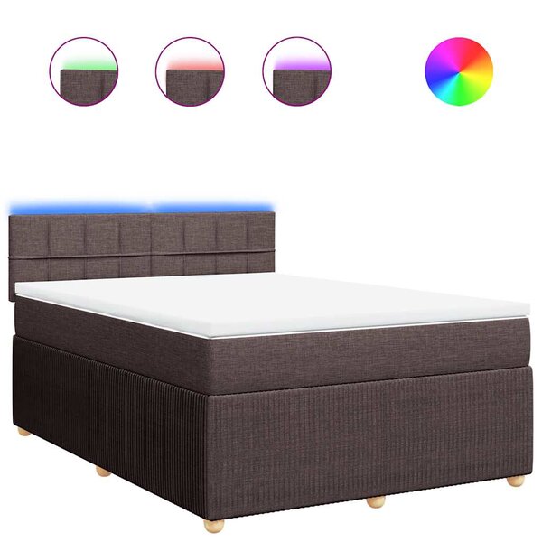 vidaXL Sommier à lattes de lit avec matelas Marron foncé 140x190 cm