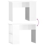 vidaXL Bureau Blanc brillant 100x55x75 cm Bois d'ingénierie