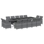 vidaXL Ensemble à manger de jardin coussins 15 Pièces Résine tressée Gris