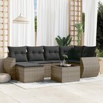 vidaXL Salon de jardin avec coussins 7 Pièces gris résine tressée