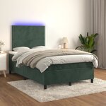 vidaXL Sommier à lattes de lit avec matelas LED vert foncé 120x190 cm