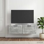 vidaXL Meuble TV mural Gris béton 98 x 41 x 30 cm Bois d'ingénierie