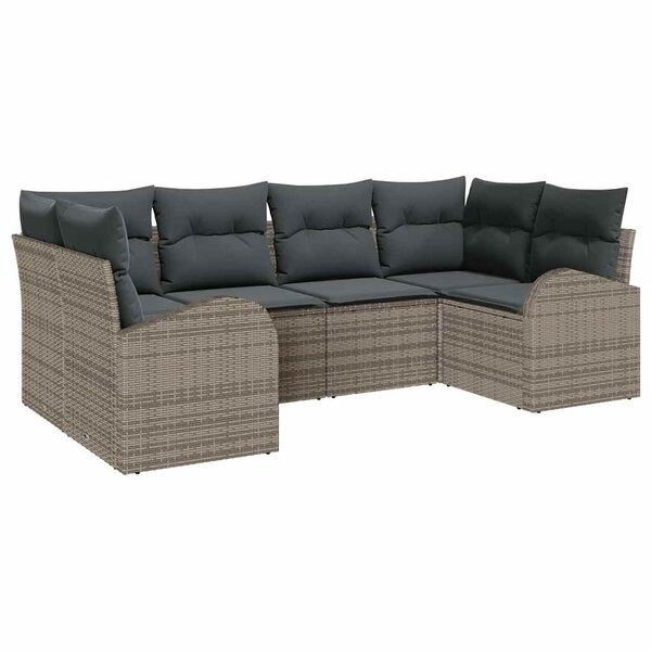 vidaXL Ensemble de canapé de jardin 6 Pièces Gris Poly rotin