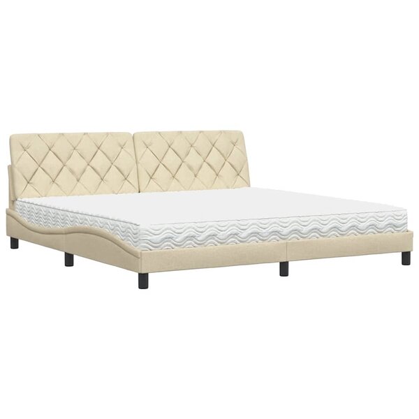vidaXL Lit avec matelas crème 200x200 cm tissu
