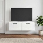 vidaXL Meuble TV mural Montage mural Blanc brillant 98 x 31 x 30 cm