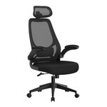 Fauteuil de bureau chaise ergonomique siège pivotant accoudoirs et appui-tête réglables en tissu respirant hauteur réglable noir 12_0005874