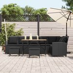 vidaXL Salon de jardin 4 Pièces avec coussins forme L noir résine tressée