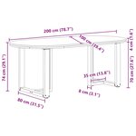 vidaXL Table à manger marron clair bois de chêne massif ovale