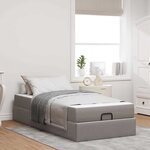 vidaXL Cadre de lit avec matelas Taupe 90 x 190 cm tissu