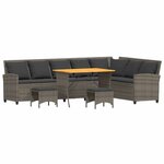 vidaXL Salon de jardin 4 Pièces avec coussins forme L gris résine tressée