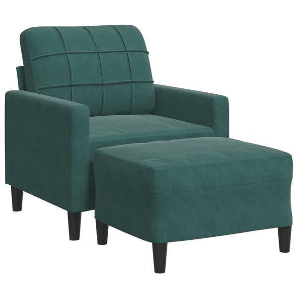 vidaXL Fauteuil avec repose-pied Vert foncé 60 cm Velours