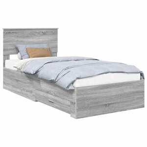 vidaXL Cadre de lit Gris Sonoma 90 x 200 cm Bois d'ingénierie