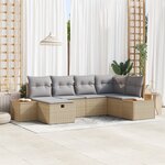 Ensemble de Canapés de Jardin vidaXL 6 Pièces avec Coussins Beige Poly Rattan