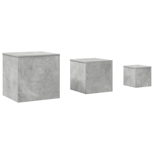 vidaXL Tables d'appoint 3 Pièces Gris béton Bois d’ingénierie