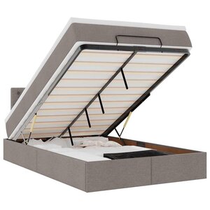 vidaXL Lit ottoman avec matelas et LED Taupe 120x190 cm tissu