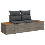 Ensemble de canapé de jardin vidaXL 8 pièces avec coussins gris en poly rotin et acacia