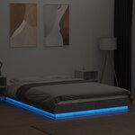 vidaXL Cadre de lit et lumières LED sans matelas gris béton 140x190 cm