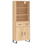 vidaXL Buffet haut Chêne sonoma 69 5x34x180 cm Bois d'ingénierie