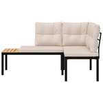 vidaXL Bancs de jardin avec coussins lot de 2 acier enduit de poudre