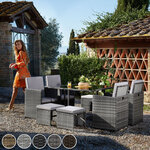 Tectake salon de jardin bilbao 8 places avec housse de protection - noir/gris