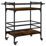 vidaXL Chariot de cuisine chêne fumé 82x40x78 5 cm bois d'ingénierie