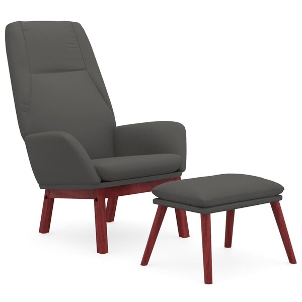 vidaXL Chaise de relaxation avec repose-pied Gris foncé Tissu