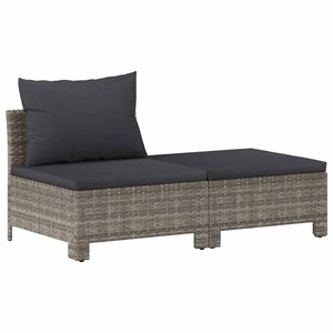 vidaXL Salon de jardin 2 pièces avec coussins en polyrotin gris