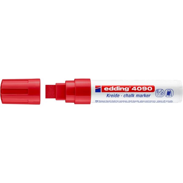 Marqueur Craie Liquide 4090 Verre Fenêtre Ardoise Rouge Pointe Biseautée 4-15 mm EDDING