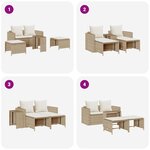 vidaXL Salon de jardin 5 Pièces avec coussins empilable beige polyrotin