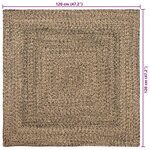vidaXL Tapis de surface Carré Naturel et Noir 120 x 120 cm Jute