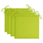 vidaXL Chaises de jardin lot de 4 avec coussins vert vif Bois de teck